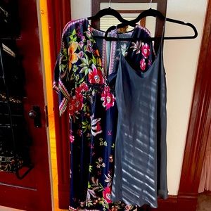 Beautiful flowy Johnny Was Silk Dress with Silk Slip. Worn once